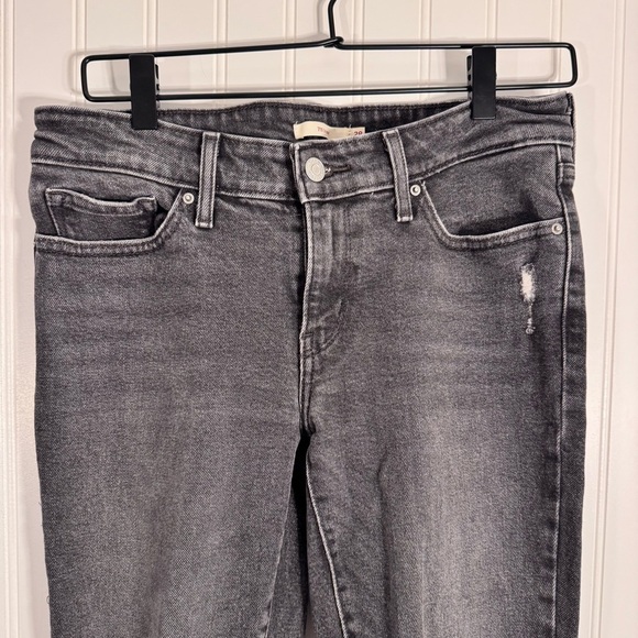 Levi’s Women’s 711 Skinny Distressed Black Denim Jeans Size 28 - Picture 2 of 14